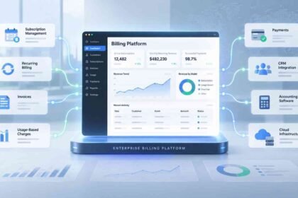 Enterprise billing software connecting subscriptions, recurring billing, payments, CRM, accounting, and cloud infrastructure